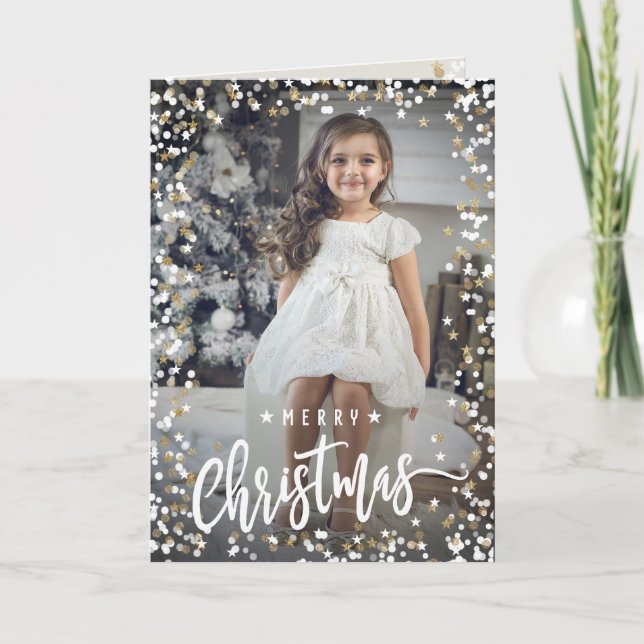 Original photo Christmas card snow confetti (Front)