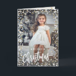 Original photo Christmas card snow confetti<br><div class="desc">Original photo Christmas card with snow confetti and text "Merry Christmas". Design your own Christmas card with photo and send it to all your family and friends. Festive snowflakes and a fun photo make this the perfect winter Christmas card. On the inside of the card is the text "Happy New...</div>