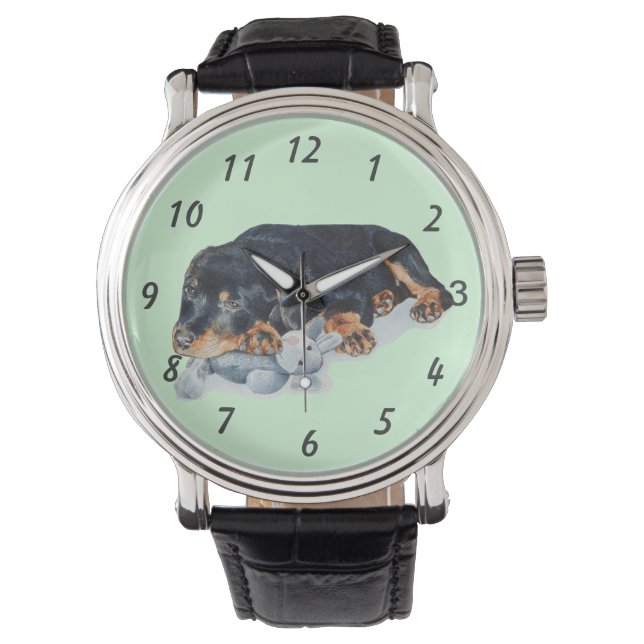 original picture of cute rottweiler puppy dog watch (Front)