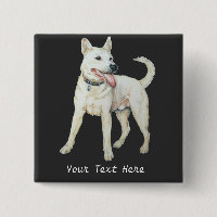 original picture of panting white American bulldog
