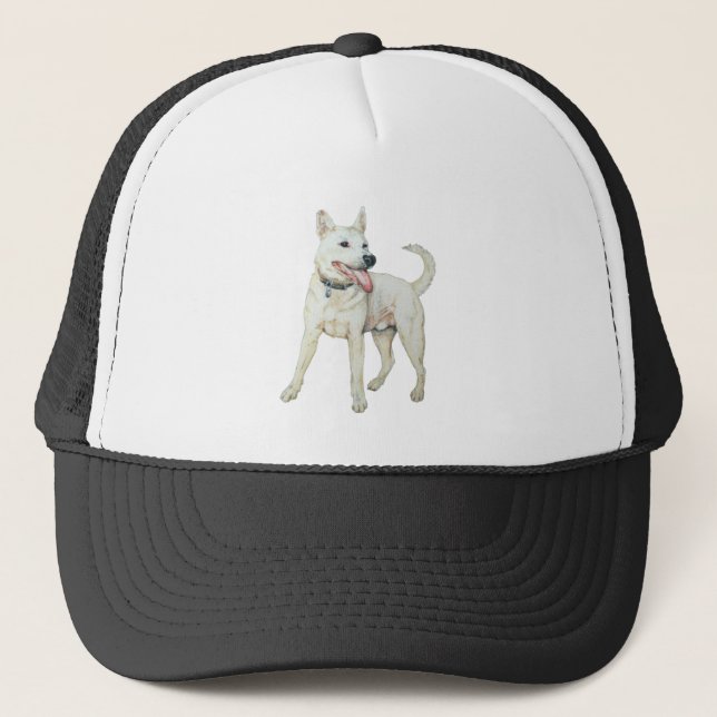 original picture of panting white American bulldog Trucker Hat (Front)