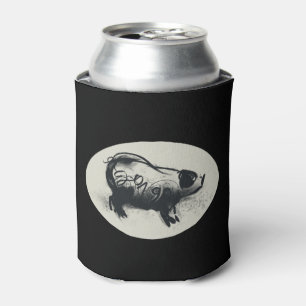 Original Pig Drawing with 2019 Can Cooler