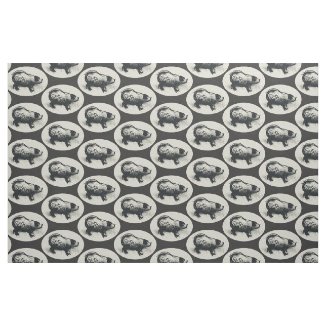 Original Pig Drawing with 2019 Choose colour Fabric (Fat Quarter)