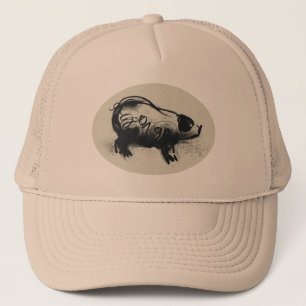 Original Pig Drawing with 2019 Trucker Hat