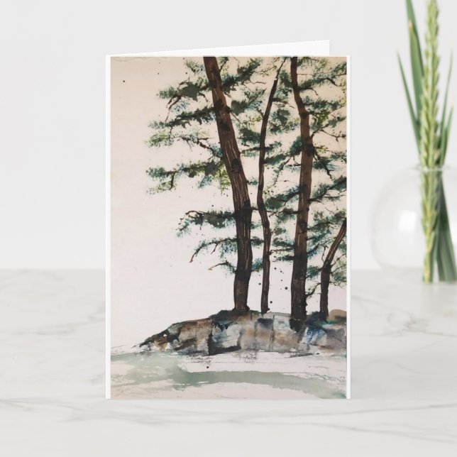 Original Pine Tree Art on Blank Card (Front)