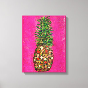 Original Pineapple Painting on Canvas Print