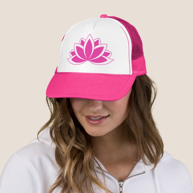 Original Pink Buddhist Symbol Lotus flower Trucker Hat (In Situ)