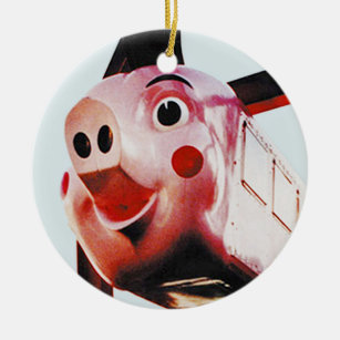Original Pink Pig, Rich's, Atlanta Christmas Orn Ceramic Ornament