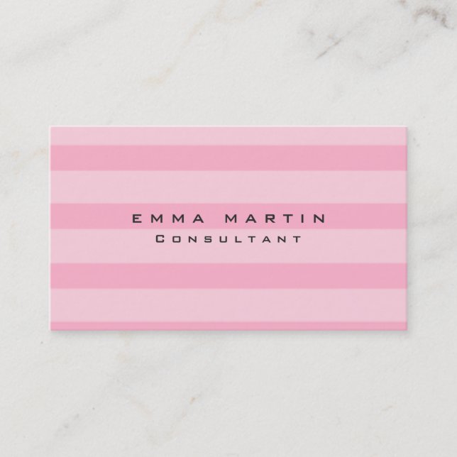 Original Pink Stripes Feminine Unique Modern Business Card (Front)