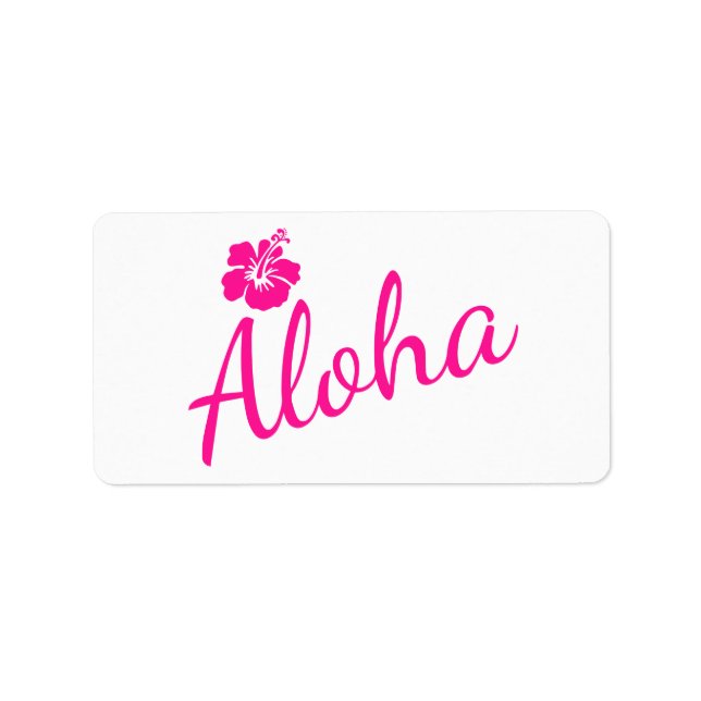 Original pink text design ALOHA and flower Label (Front)