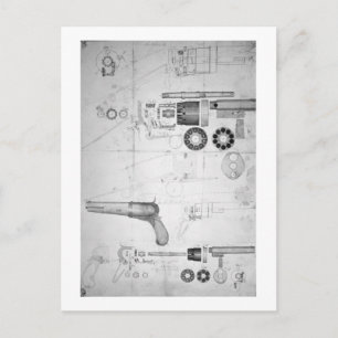 Original plans for a ten-chamber revolver which la postcard