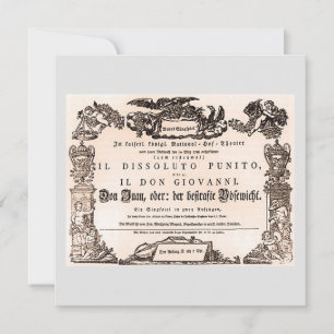 Original playbill, Vienna premiere of Don Giovanni Card