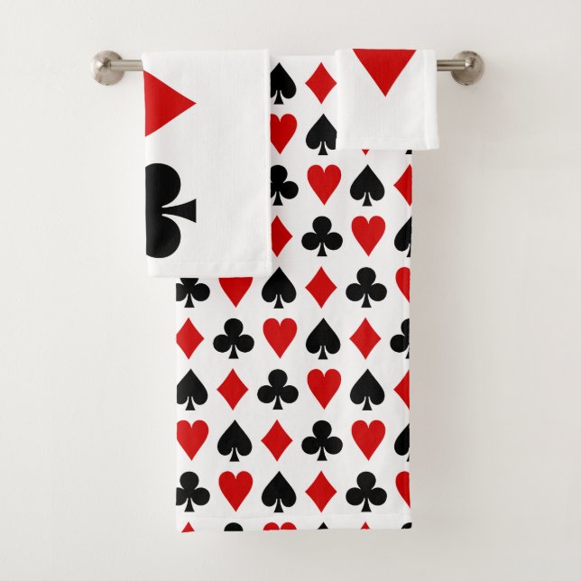 Original Playing cards Diamond Club Heart Spade Bath Towel Set (Insitu)
