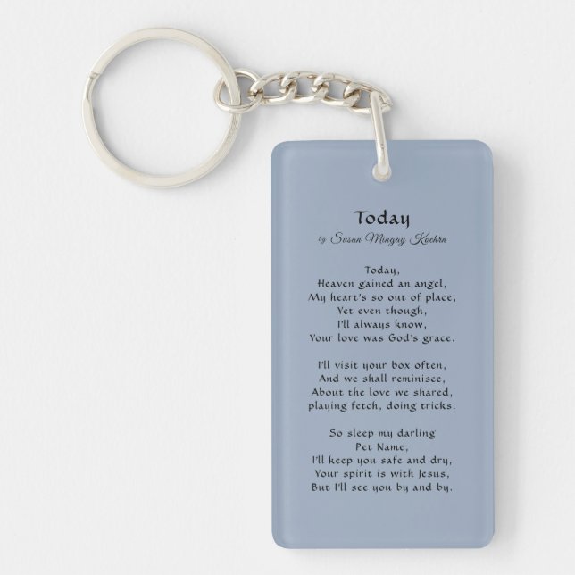 Original Poem & Pet Photo Blue Grey Keychain (Front)