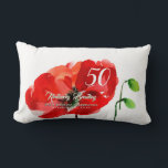 Original Poppy watercolors 50th Birthday Lu Pillow<br><div class="desc">Original Watercolors of a large red poppy by SG. Design on lumbar pillow with text for 50th Birthday Celebration to customize. You can easily change text (colour,  font,  size and position) by clicking the personalize or customize button. Matching birthday invitation,  birthday paper plate,  favour box and more... </div>