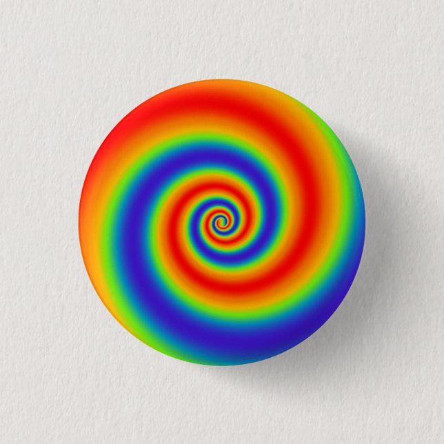 Original Rainbow Gradient Colourful Spiral Effect 1 Inch Round Button (Front)