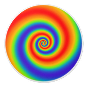 Original Rainbow Gradient Colourful Spiral Effect Ceramic Knob