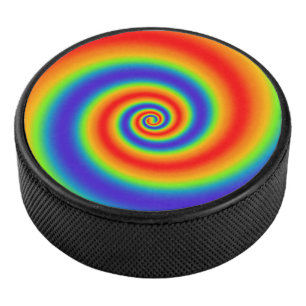 Original Rainbow Gradient Colourful Spiral Effect Hockey Puck