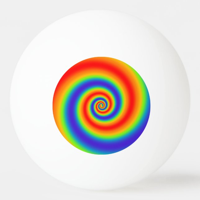 Original Rainbow Gradient Colourful Spiral Effect Ping Pong Ball (Front)