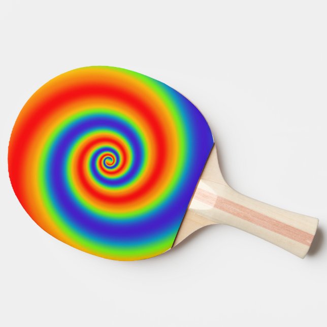 Original Rainbow Gradient Colourful Spiral Effect Ping Pong Paddle (Back Side)