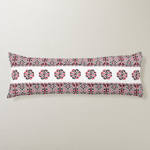 Original Red and Black cross-stitch Pattern Body Pillow