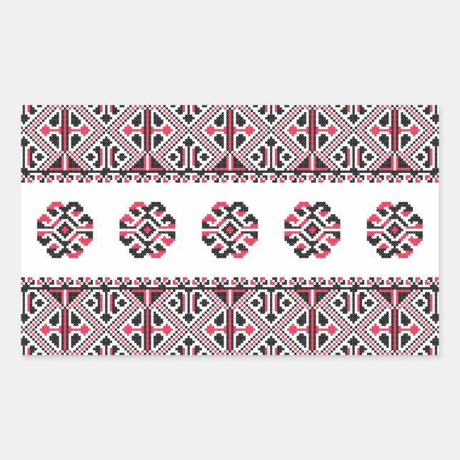 Original Red and Black cross-stitch Pattern Sticker (Front)