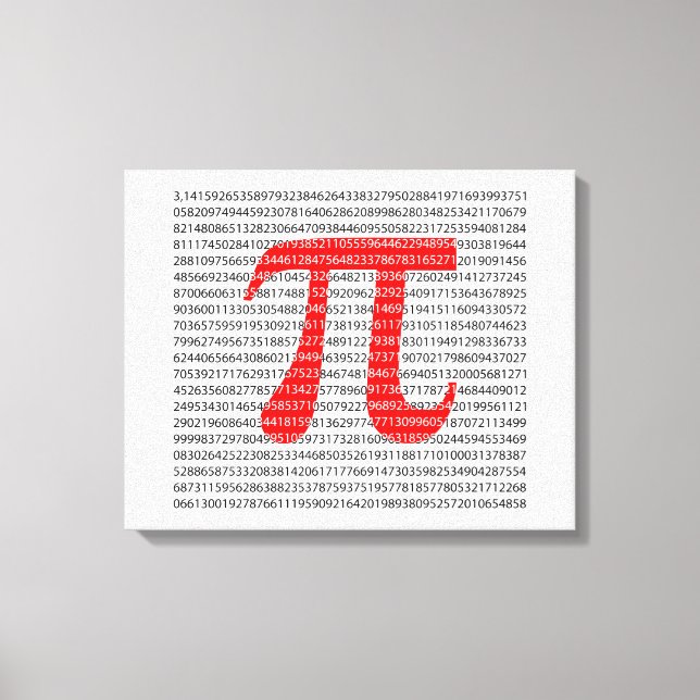 Original red number pi day mathematical symbol canvas print (Front)