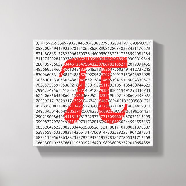 Original red number pi day mathematical symbol canvas print (Front)