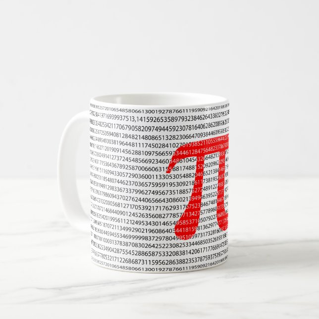 Original red number pi day mathematical symbol coffee mug (Front Left)