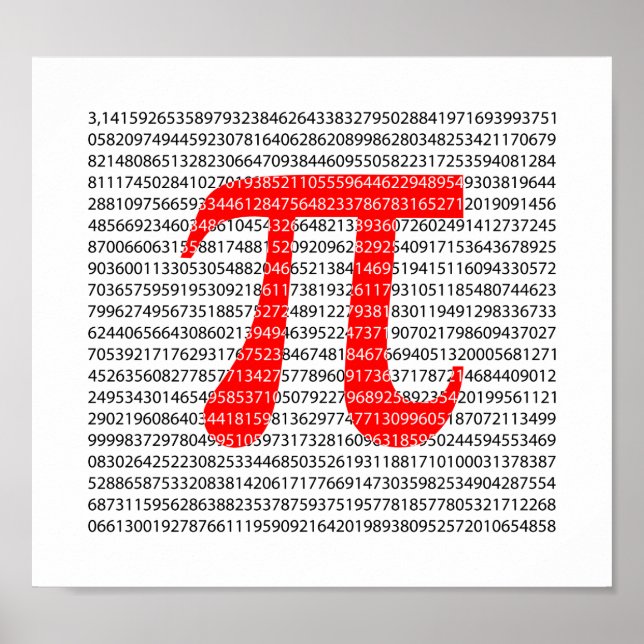 Original red number pi day mathematical symbol poster (Front)