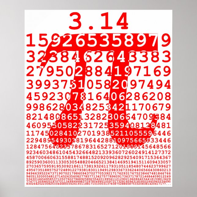Original red number pi day mathematical symbol poster (Front)