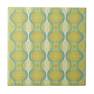 Original Retro Daisy pattern in Green Tile