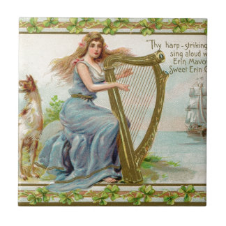Original Saint patrick's day harp & lady Tile