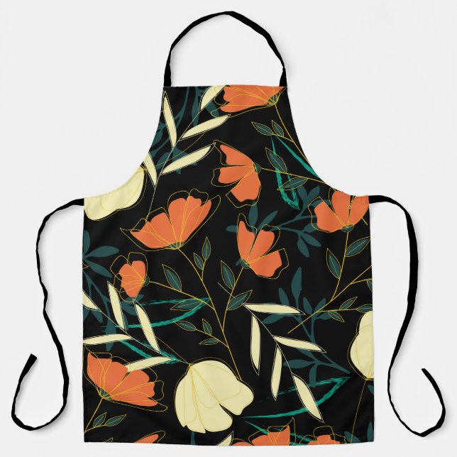 Original seamless pattern with bright tropical lea apron (Front)