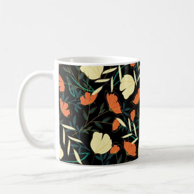 Original seamless pattern with bright tropical lea coffee mug (Left)