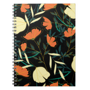 Original seamless pattern with bright tropical lea notebook