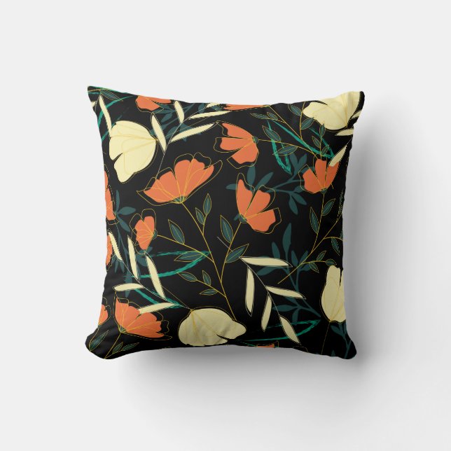 Original seamless pattern with bright tropical lea throw pillow (Front)