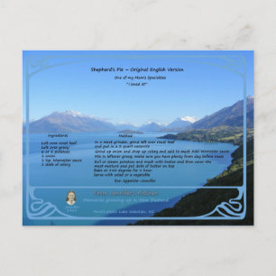 Original Shepherd's Pie Recipe Postcard