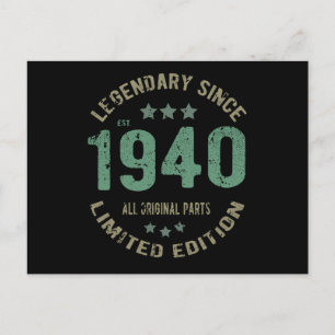 Original Since 1940 Vintage Legend Birthday Gift Postcard