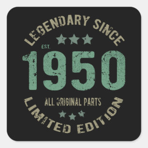 Original Since 1950 Vintage Legend Birthday Gift Square Sticker