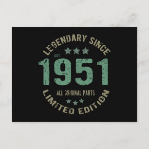 Original Since 1951 Vintage Legend Birthday Gift Postcard