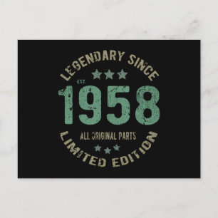 Original Since 1958 Vintage Legend Birthday Gift Postcard