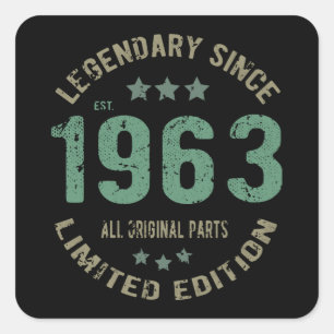 Original Since 1963 Vintage Legend Birthday Gift Square Sticker