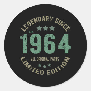 Original Since 1964 Vintage Legend Birthday Gift Classic Round Sticker