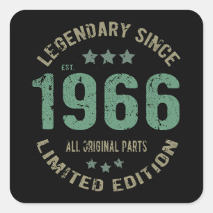 Original Since 1966 Vintage Legend Birthday Gift Square Sticker