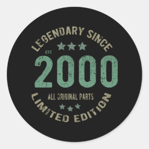 Original Since 2000 Vintage Legend Birthday Gift Classic Round Sticker