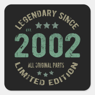 Original Since 2002 Vintage Legend Birthday Gift Square Sticker