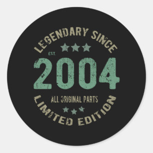 Original Since 2004 Vintage Legend Birthday Gift Classic Round Sticker