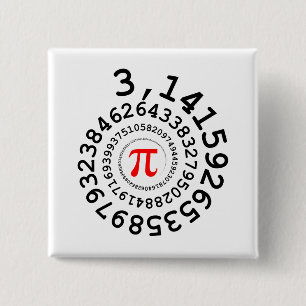 Original spiral of digits Pi number 3,14... 2 Inch Square Button
