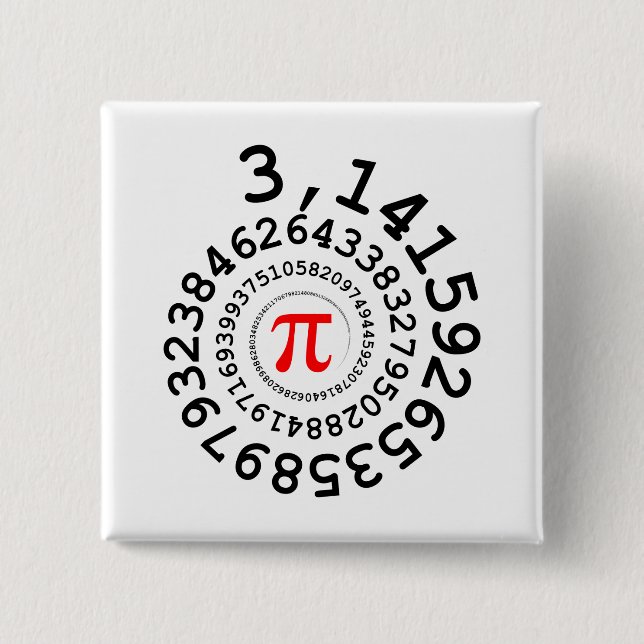 Original spiral of digits Pi number 3,14... 2 Inch Square Button (Front)